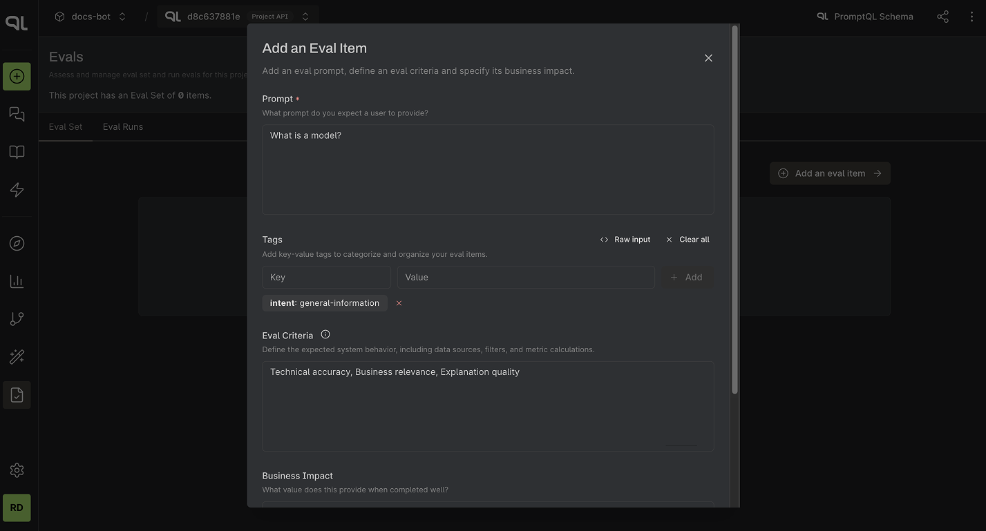 Adding an eval item in the console.