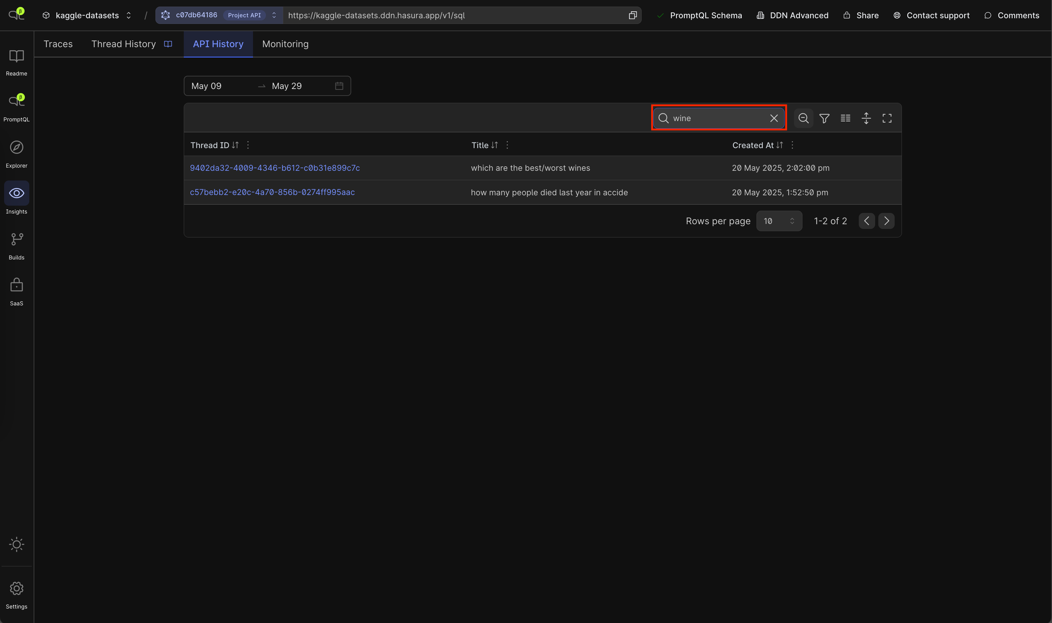 API History Search