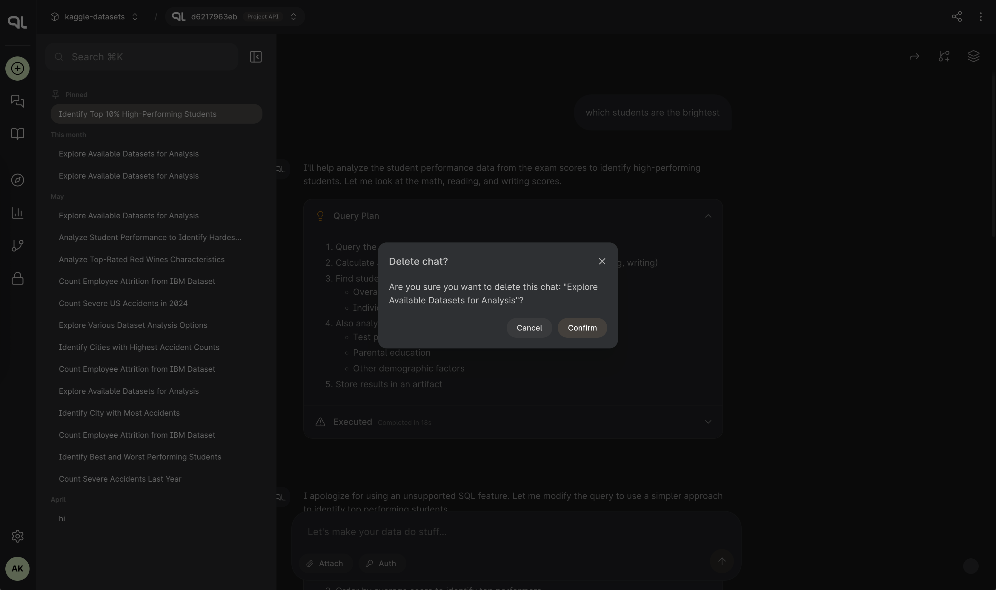 Delete Thread Confirmation Dialog