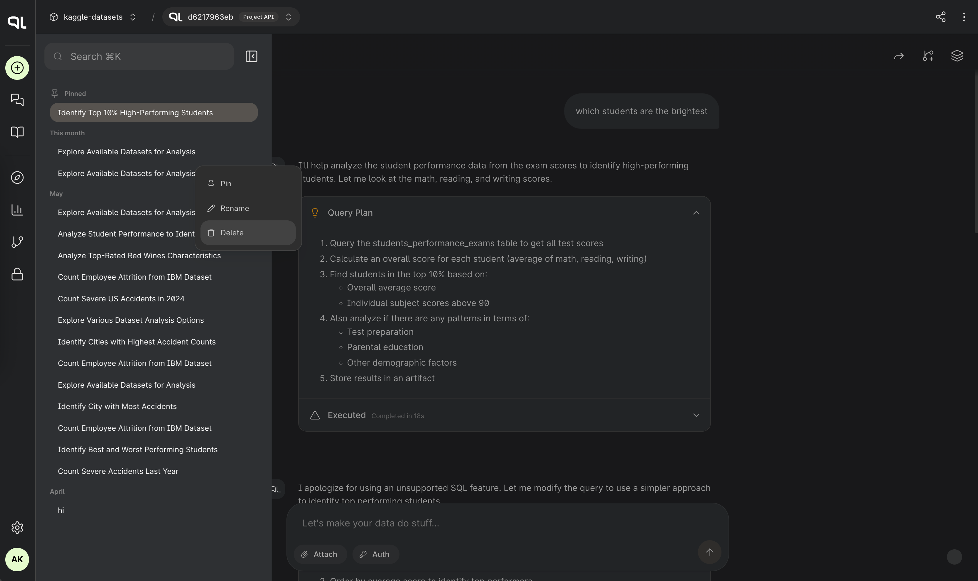 Delete Thread Menu Option