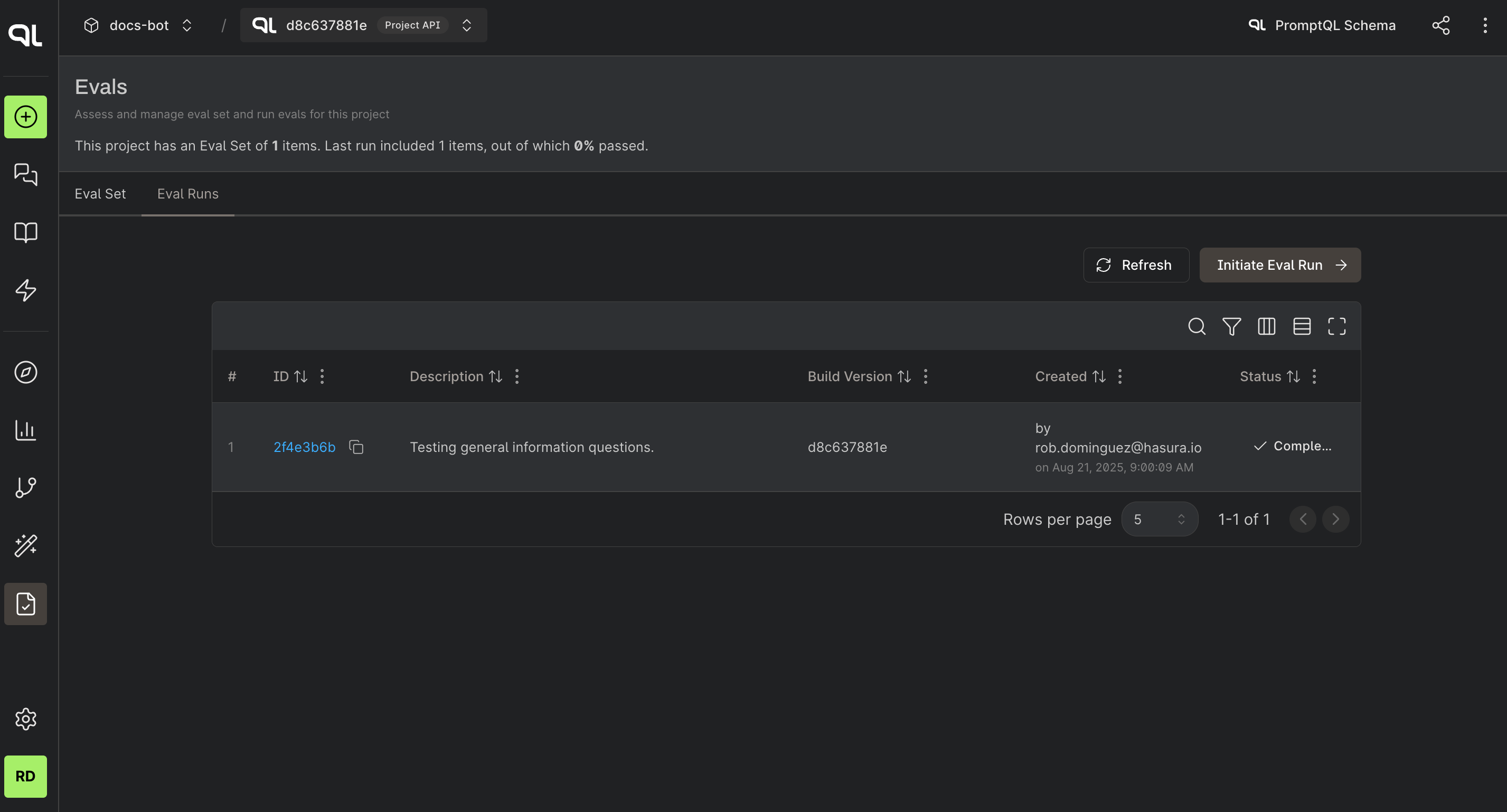 Eval results in the console.