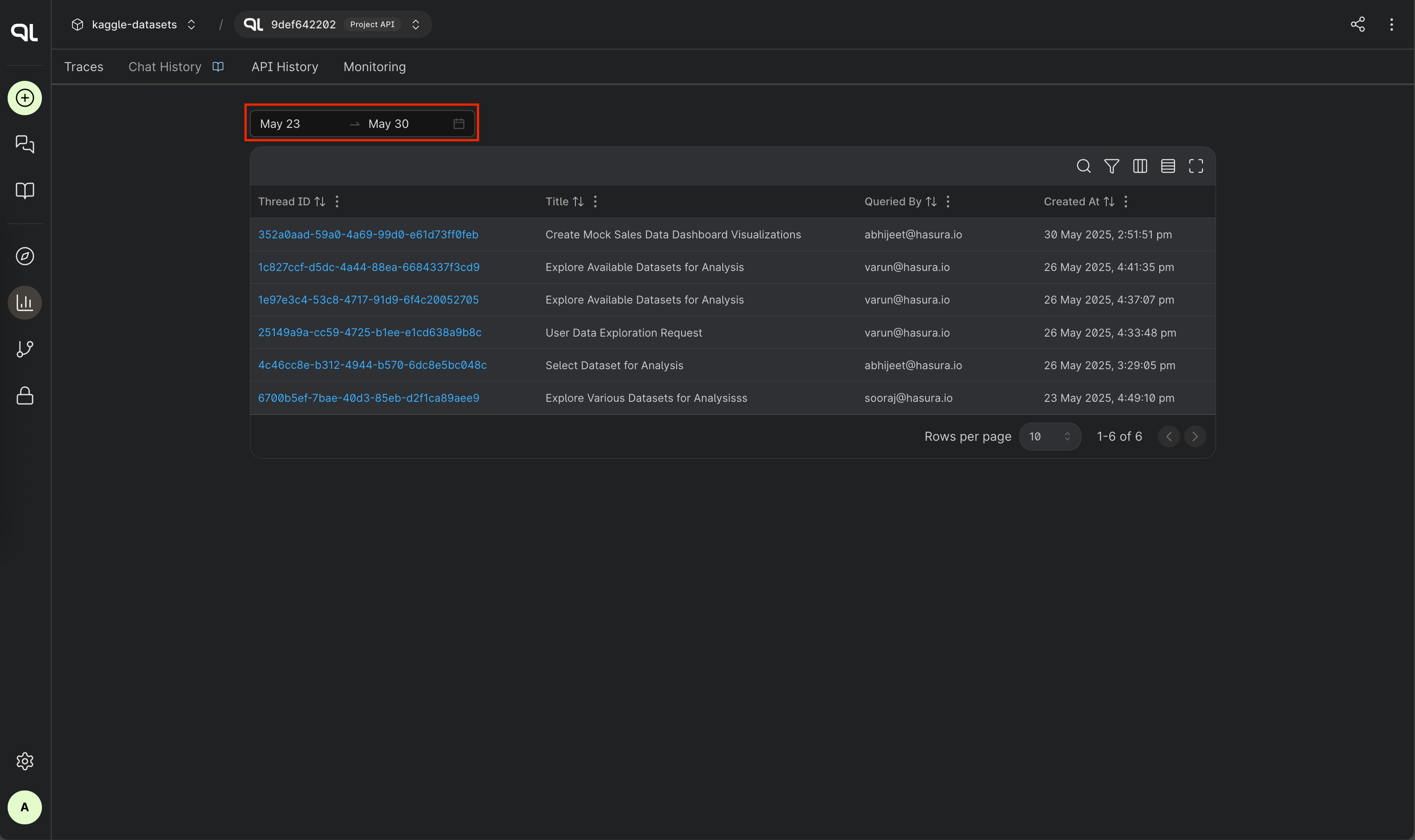 Chat History List