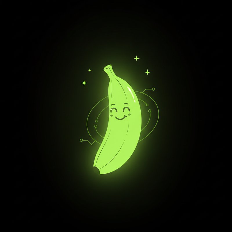 Glowing neon-green banana mascot generated in the thread